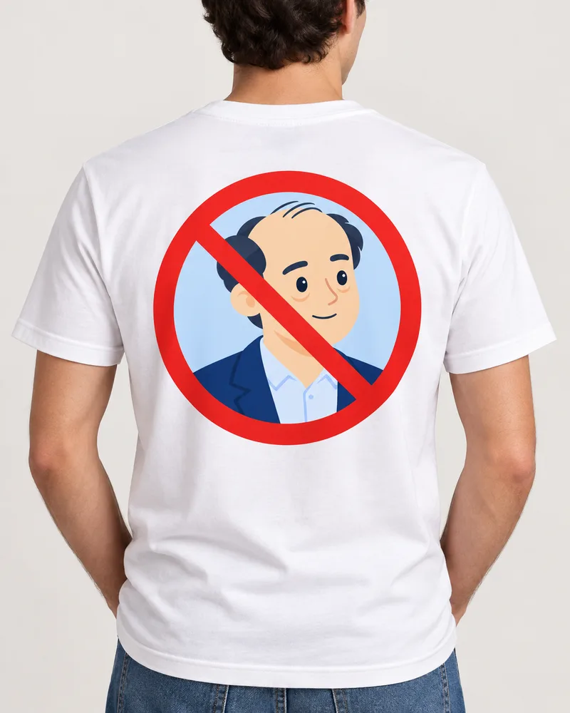 Playera «No al profe barco» — Blanca · diseño en la espalda